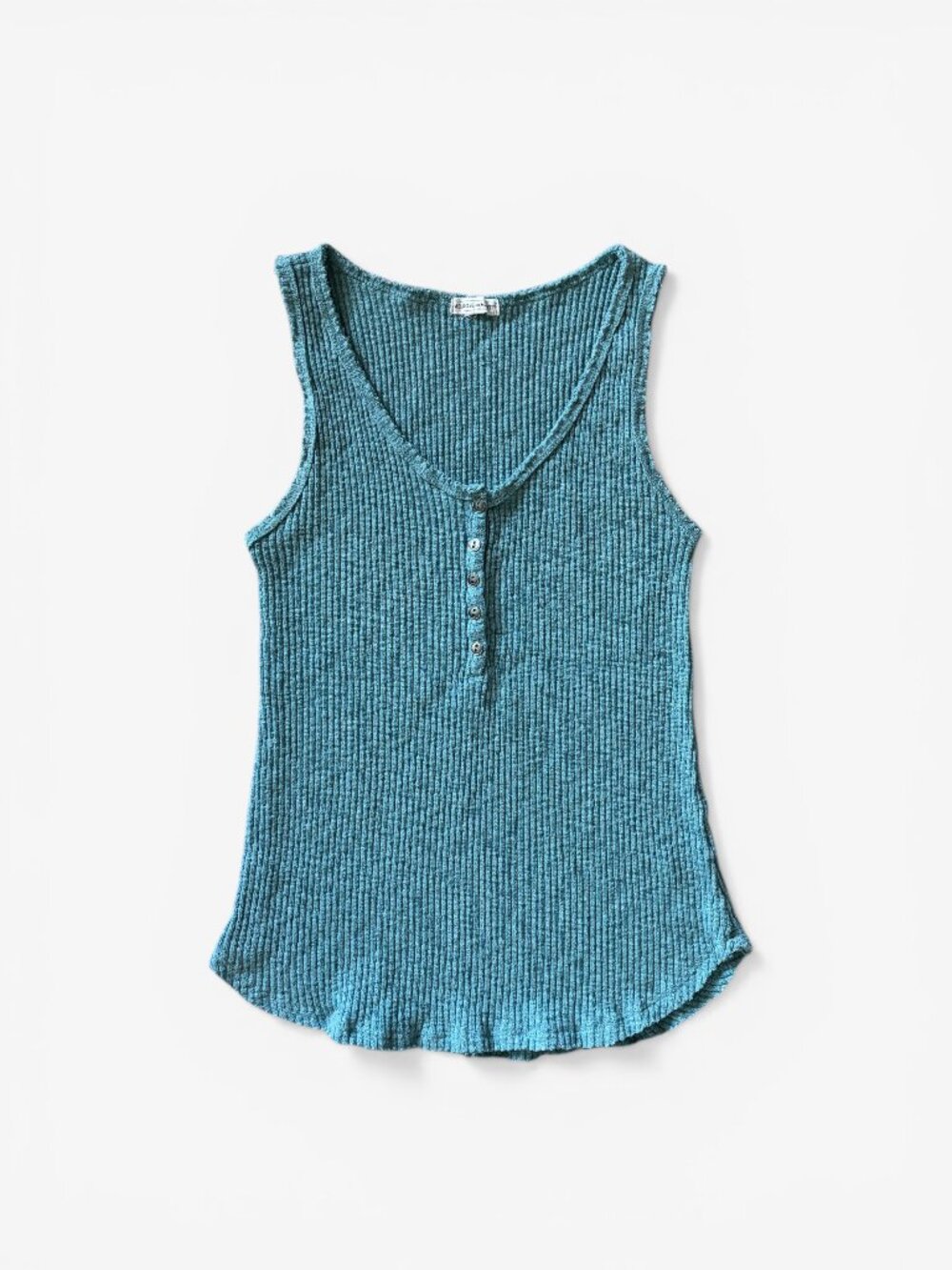 Melrose and Market Ribbed Henley Tank Teal Blue Womens Extra Small Normcore Y2K